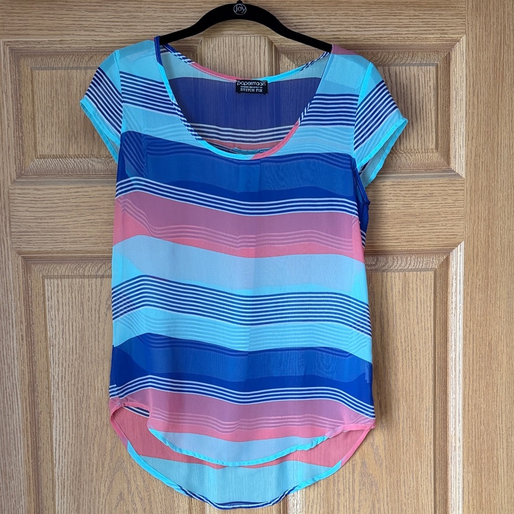 Papermoon Blue and Pink Striped Top